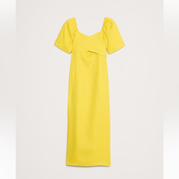 Banana Republic Linen Sweetheart Maxi Dress Woman’s Citrus Season Yellow Size 8 - Picture 6 of 12